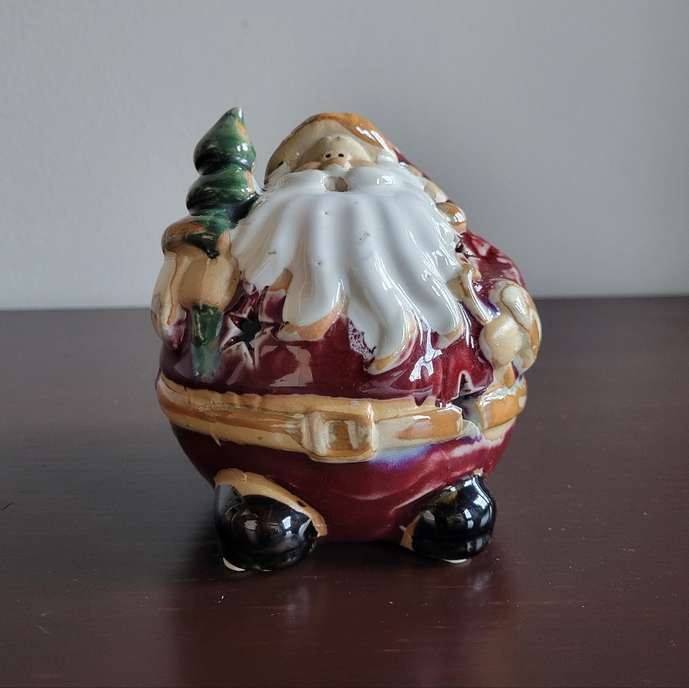 Reactive Glaze Stoneware Santa Tea Light Holder Luminarie